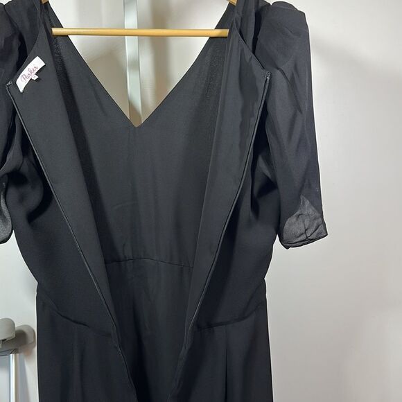 PARKER Women's Krislyn Ruffled Silk Mini A-Line Dress Black Size 10 - Picture 11 of 13